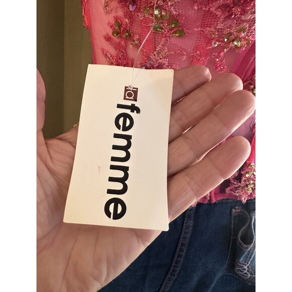 Spectacular Hot Pink CORSET EMBROIDERED Bead Sequin ! Small Fairy - Picture 4 of 6